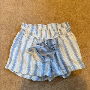 Sneak Peek Blue and White High Waist Shorts